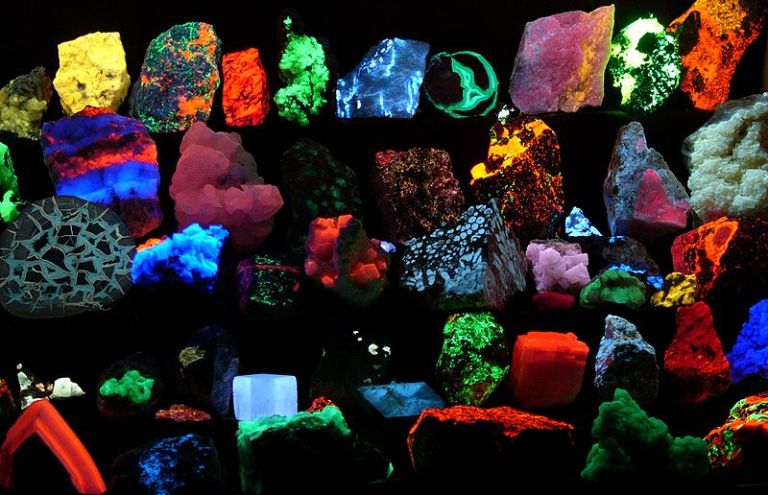 Minerals reflecting light in UV.